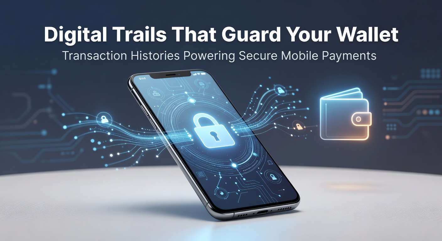 Visual representation of a glowing digital trail from a smartphone securing financial transactions in a mobile wallet