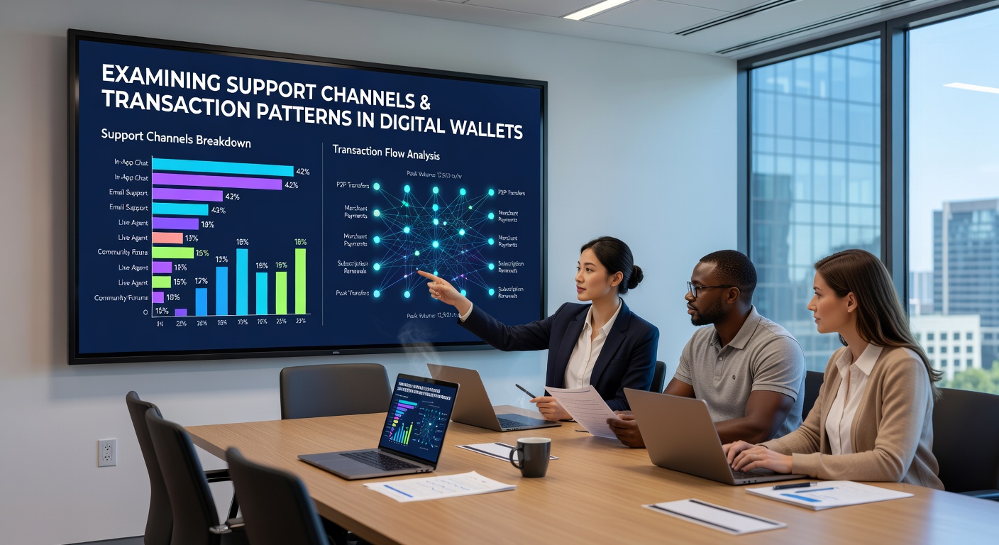 Support representative reviewing transaction patterns with a customer via video call on a tablet device