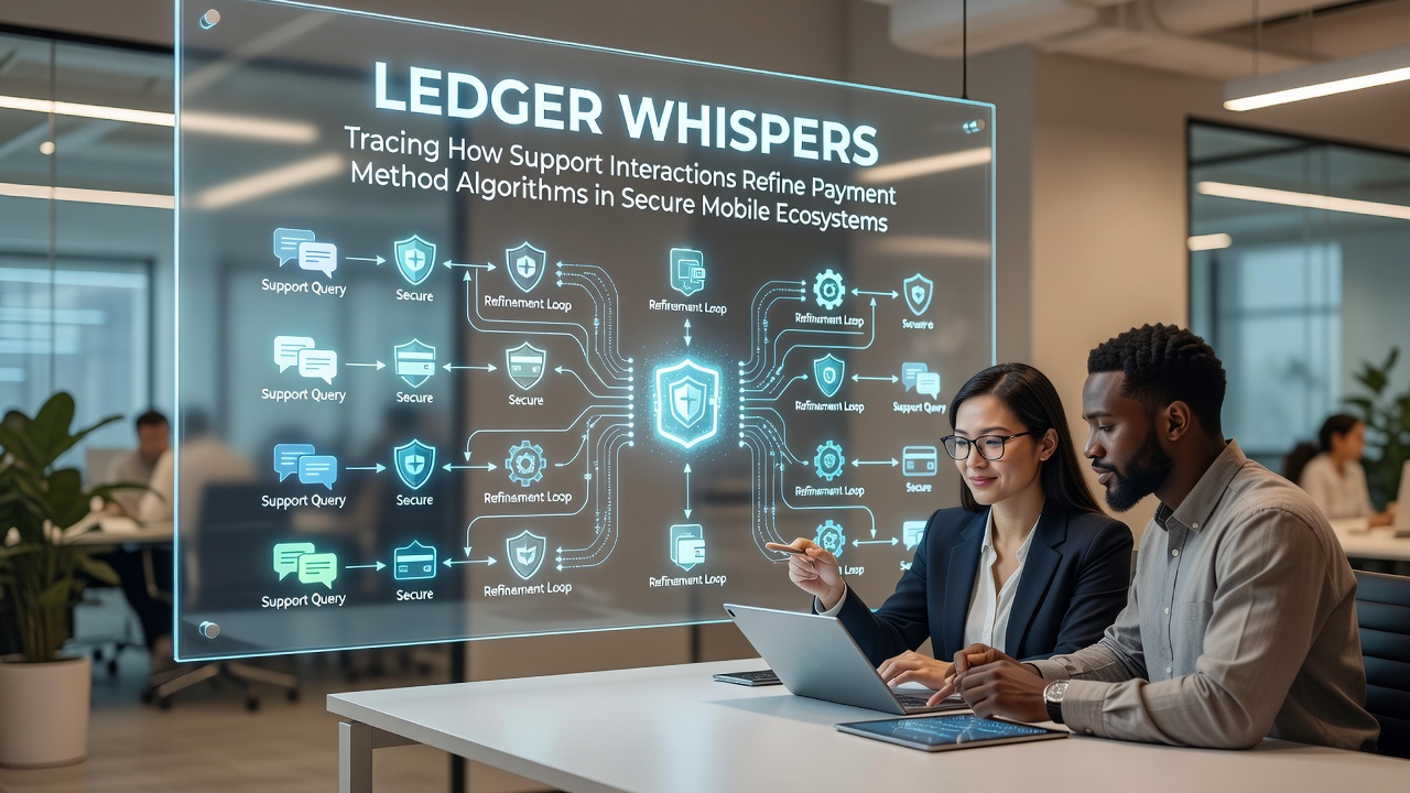 Support interaction logs feeding into secure payment algorithm refinements within a mobile ecosystem dashboard