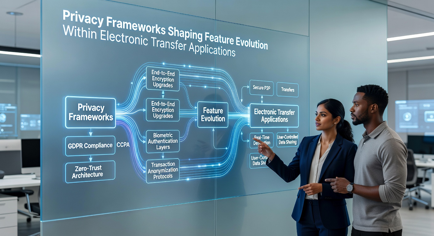 Electronic transfer app dashboard showing privacy controls and compliance features in action