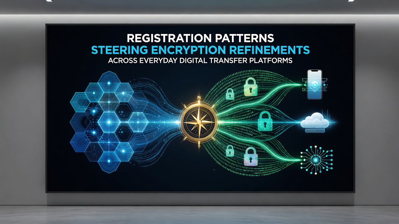 Overview of registration interfaces on digital transfer platforms showing data collection points that influence encryption settings