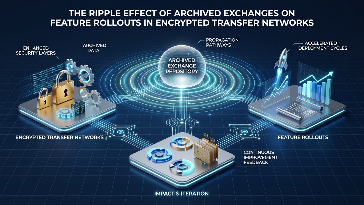 Flowchart showing archived exchanges feeding into feature rollout timelines