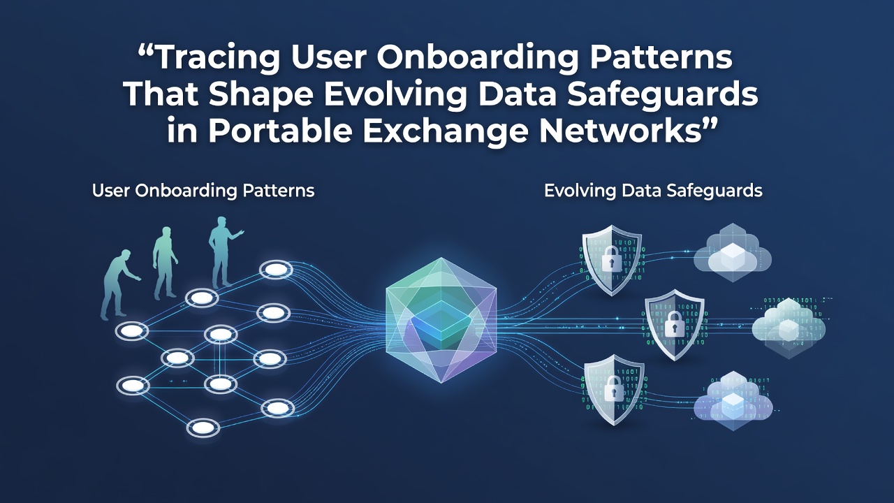 Diagram showing user onboarding flows connecting to data protection layers in portable exchange networks